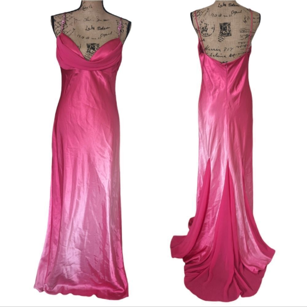 90s Y2K Ombre Pink Mermaid Slip Gown Prom Dream Dress Size 12